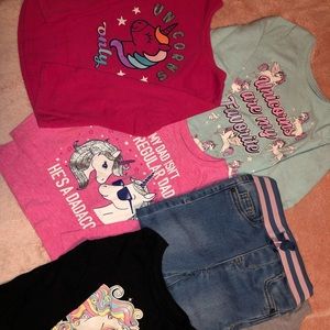 5 Unicorn🦄Long sleeve shirts and a pair of jeans